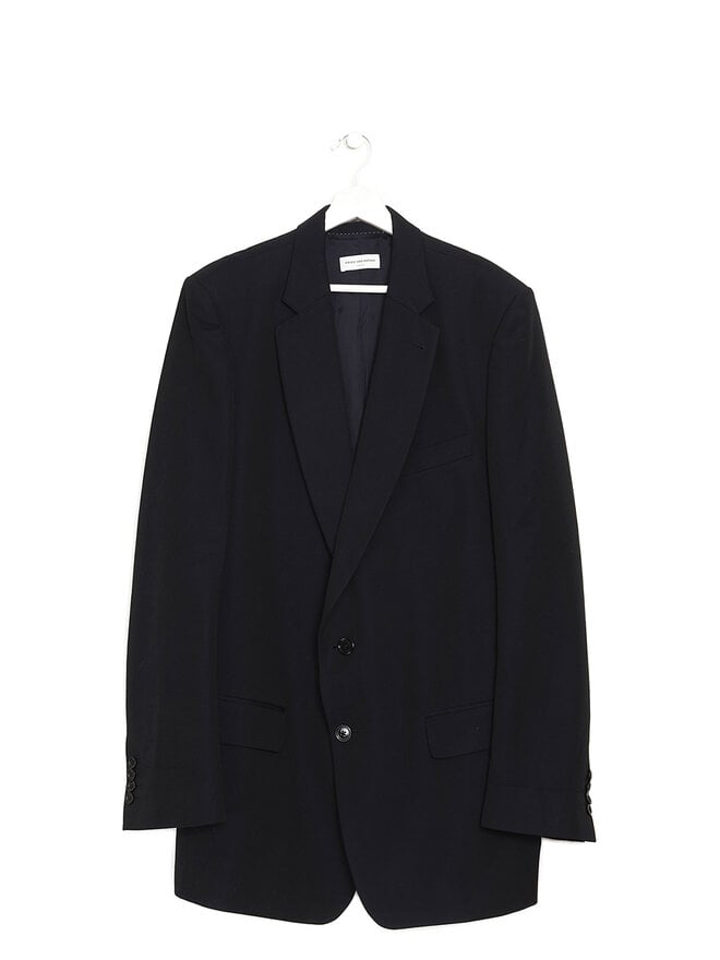 DRIES VAN NOTEN Black Notched Lapel Blazer