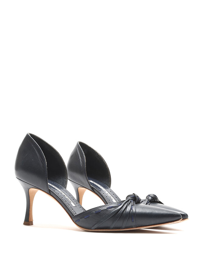 MANOLO BLAHNIK Escarpins en Cuir à Détail de Nœud