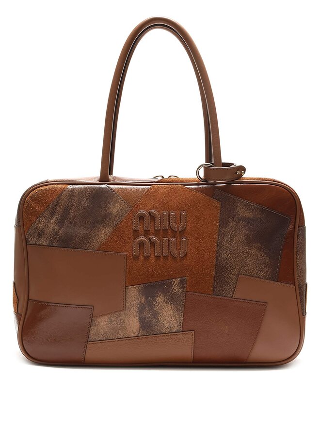 MIU MIU Sac Bowling en Cuir Patchwork