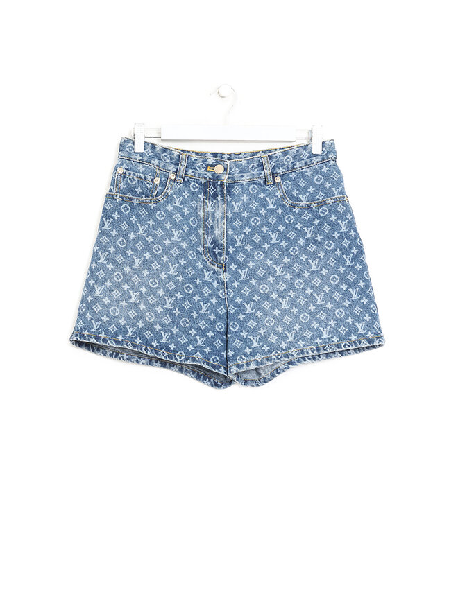 LOUIS VUITTON Monogram Denim Geometric Shorts