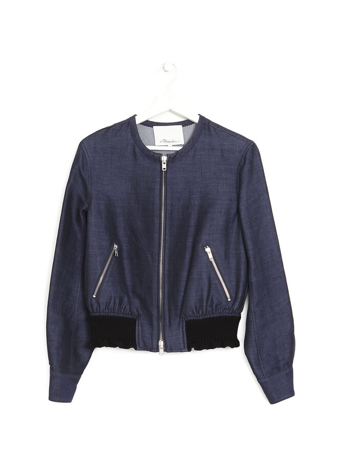 3.1 Phillip Lim Ruffled Hem Blue Jacket