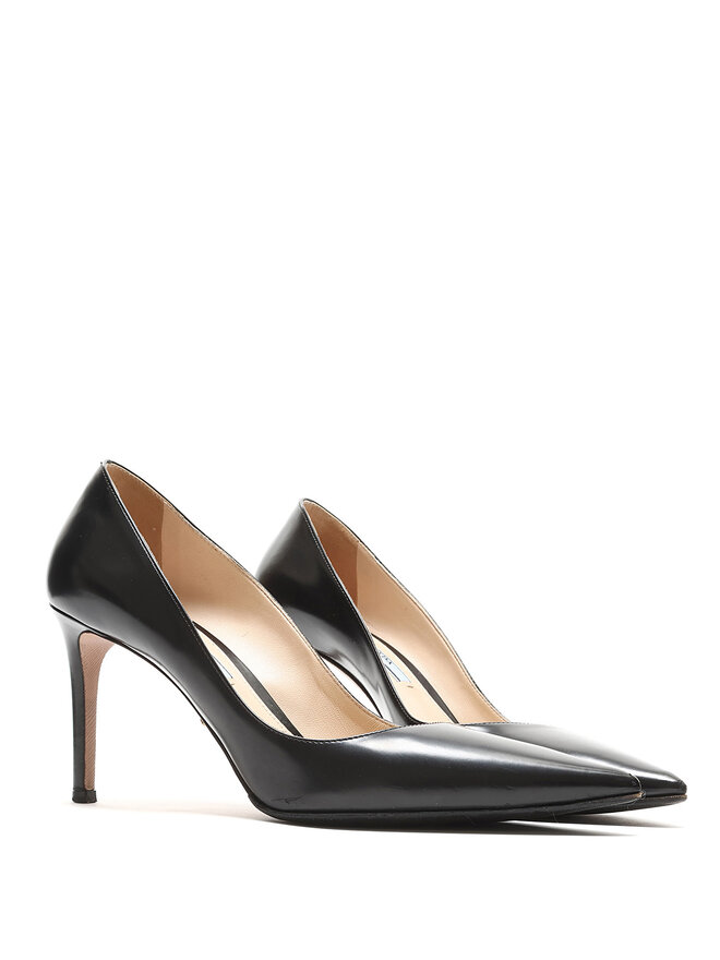 PRADA Pointed-Toe Leather Heels