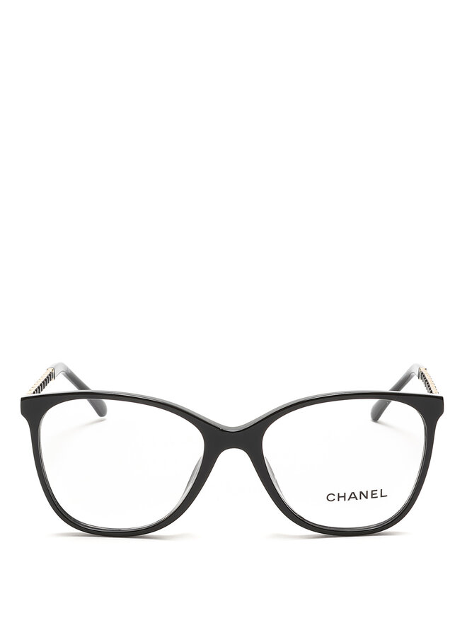 CHANEL Lunettes de soleil à monture carrée avec chaîne
