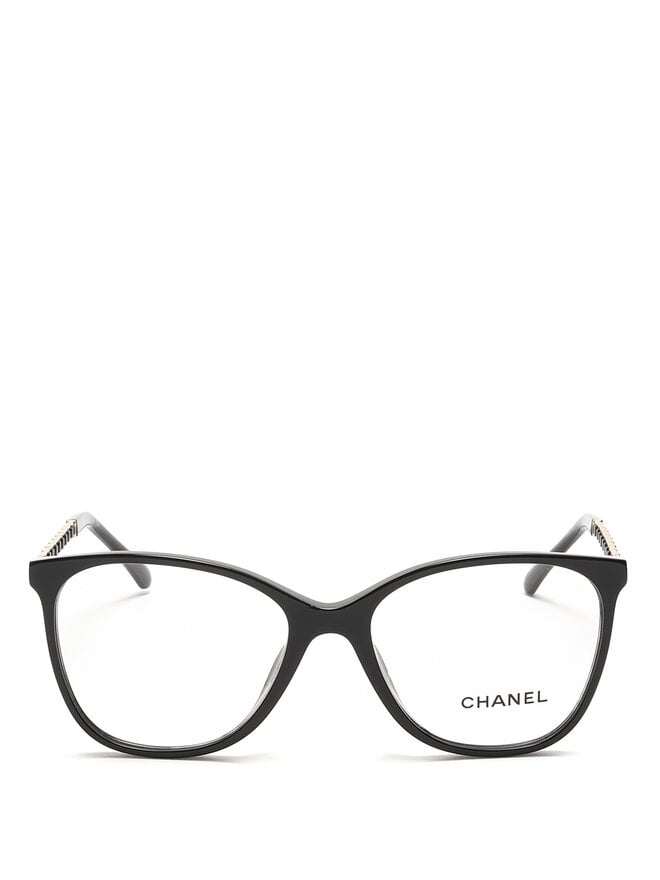 CHANEL Square Frame Chain Detail Sunglasses