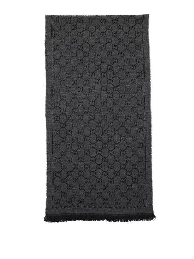 GUCCI Écharpe grise à logo GG