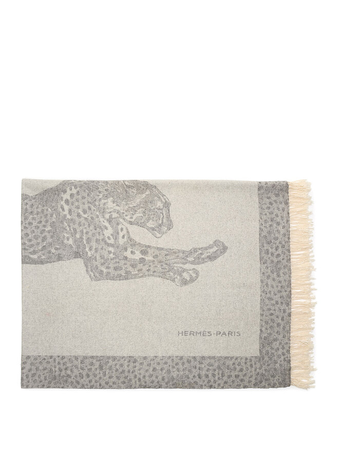 HERMÈS Leopard Print Cashmere Throw