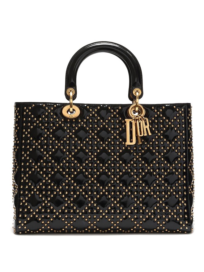 Christian Dior Lady Dior Large Patent Leather Bag