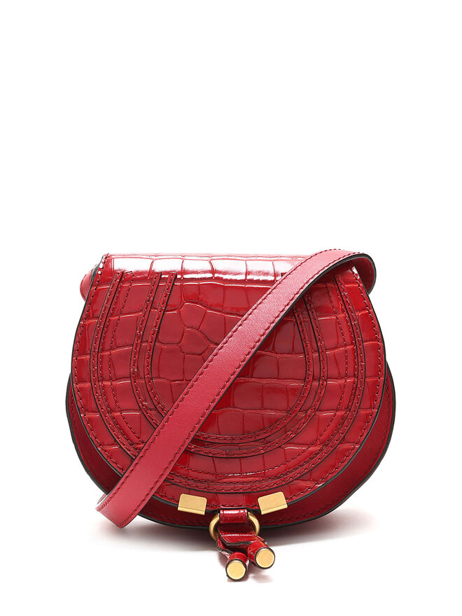 Chloé Marcie Croc-Embossed Saddle Bag
