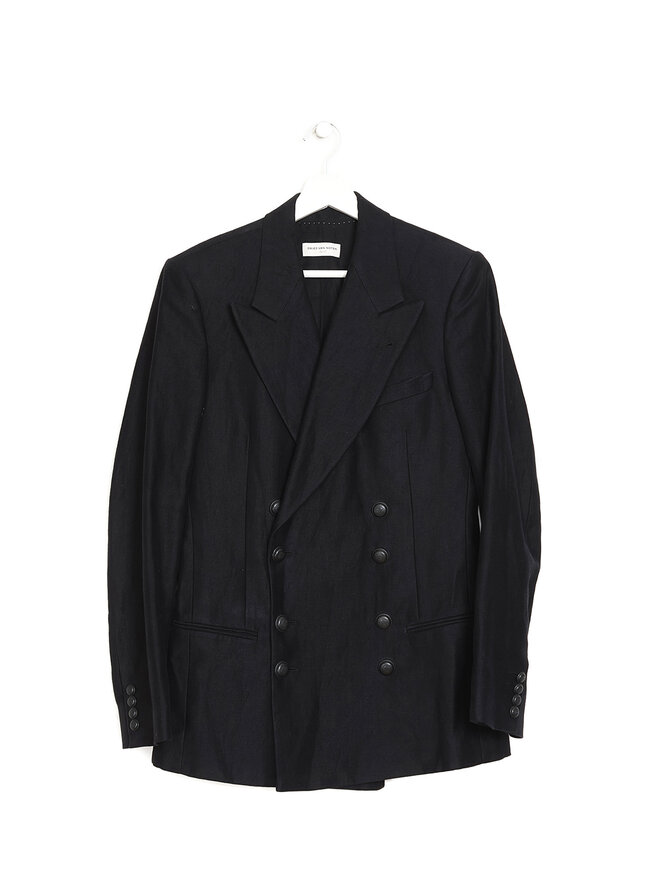 DRIES VAN NOTEN Double Breasted Linen Blazer