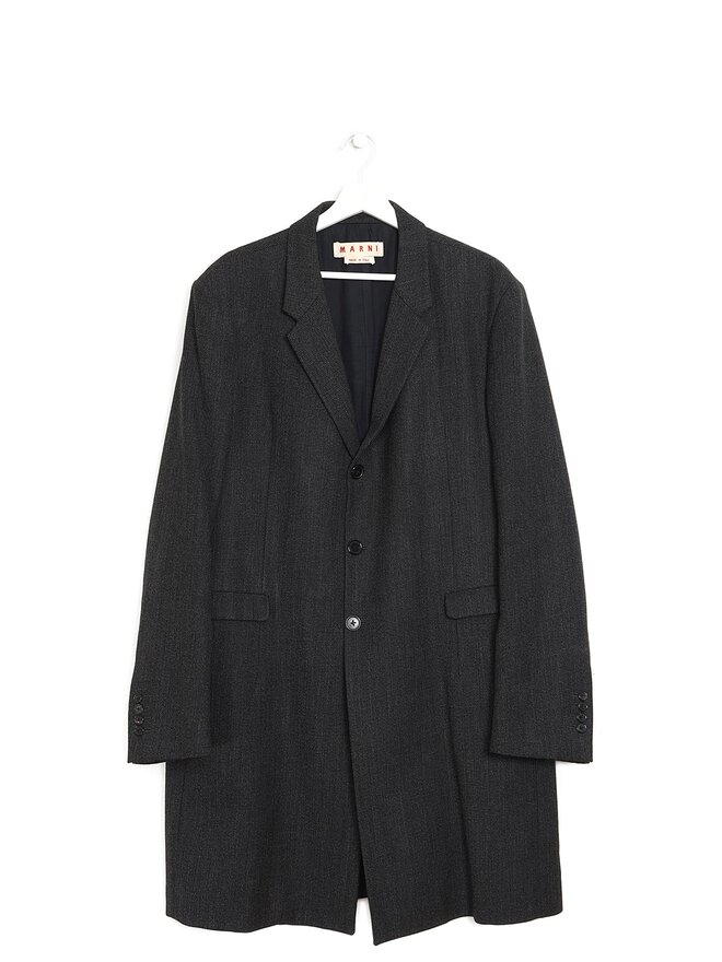MARNI Grey Wool Notch Lapel Coat