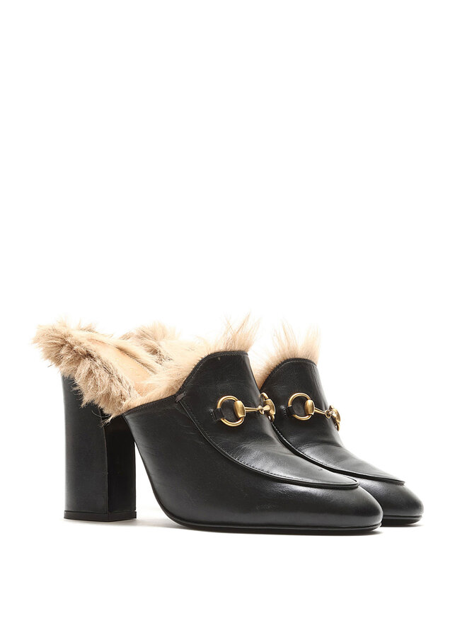 GUCCI Gucci Horsebit Fur-Trimmed Moccasins