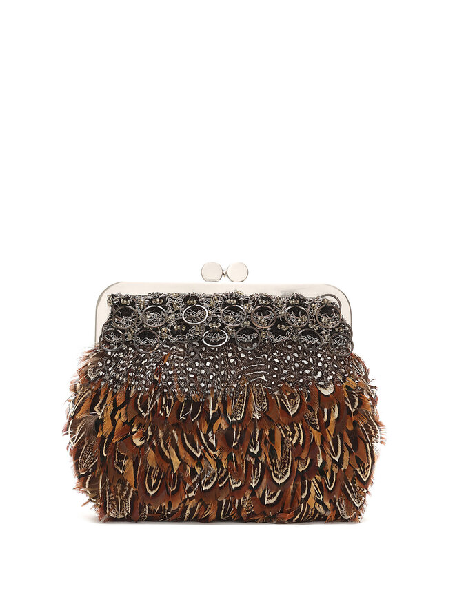 MOO ROO Pochette embellie de plumes