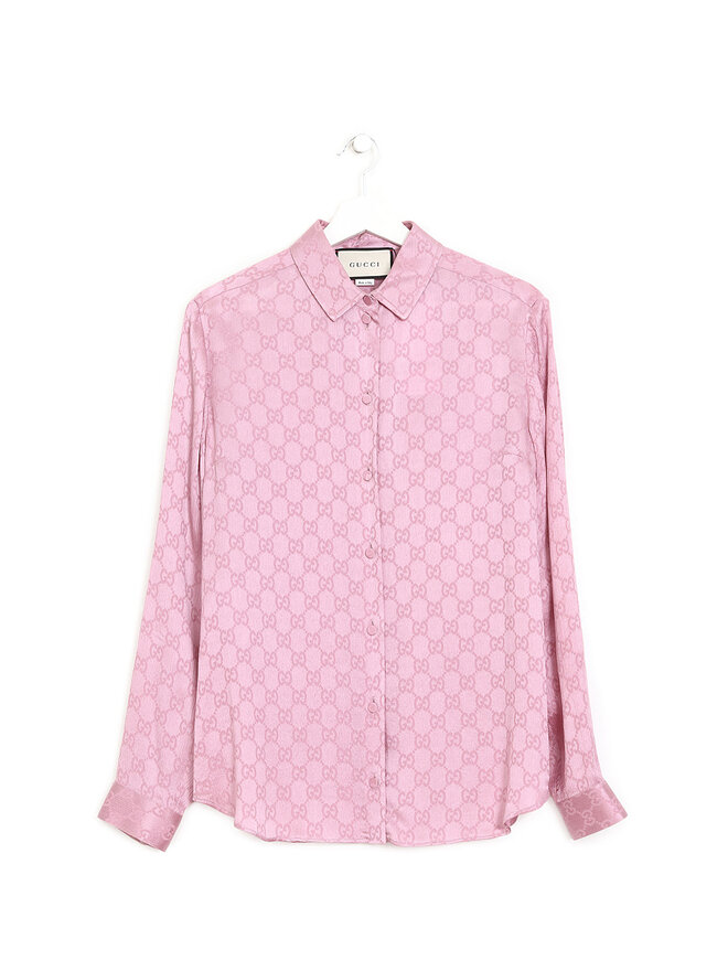 GUCCI Chemise en soie à motif monogramme