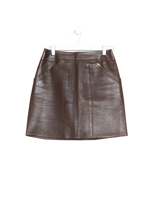 CHANEL Straight Lambskin Skirt