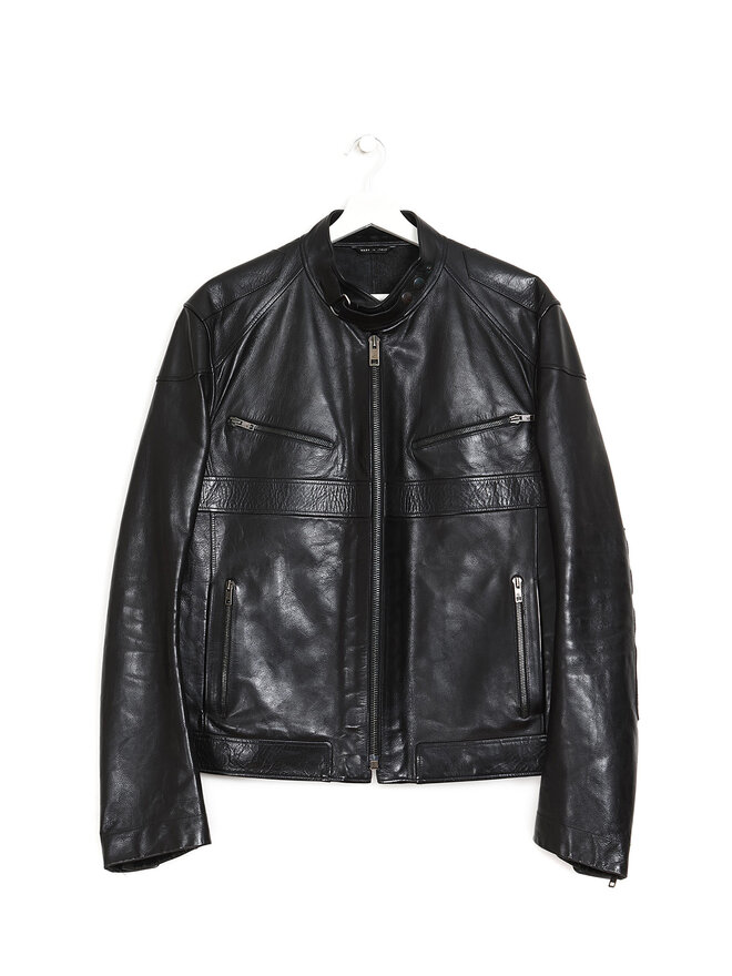 GUCCI Veste en cuir grainé à fermeture éclair