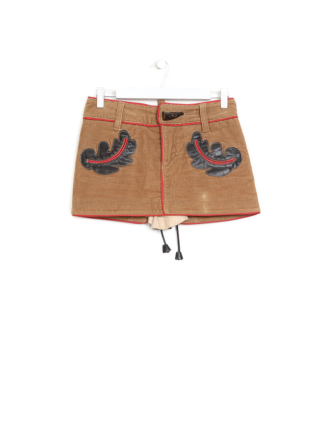 DSQUARED2 Mini-Jupe en Velours Côtelé avec Accents en Cuir