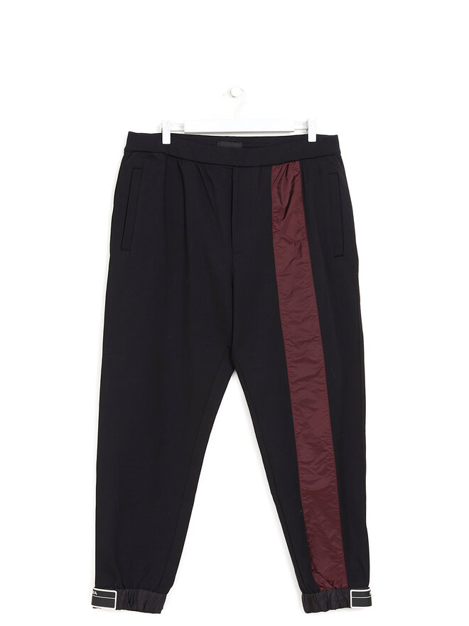 PRADA Pantalon en Coton avec Bande Latérale Bordeaux