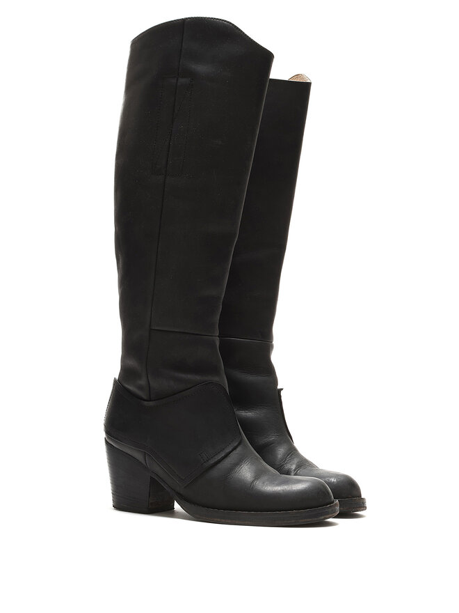 Acne Studios Bottes en cuir grainé jusqu'aux genoux