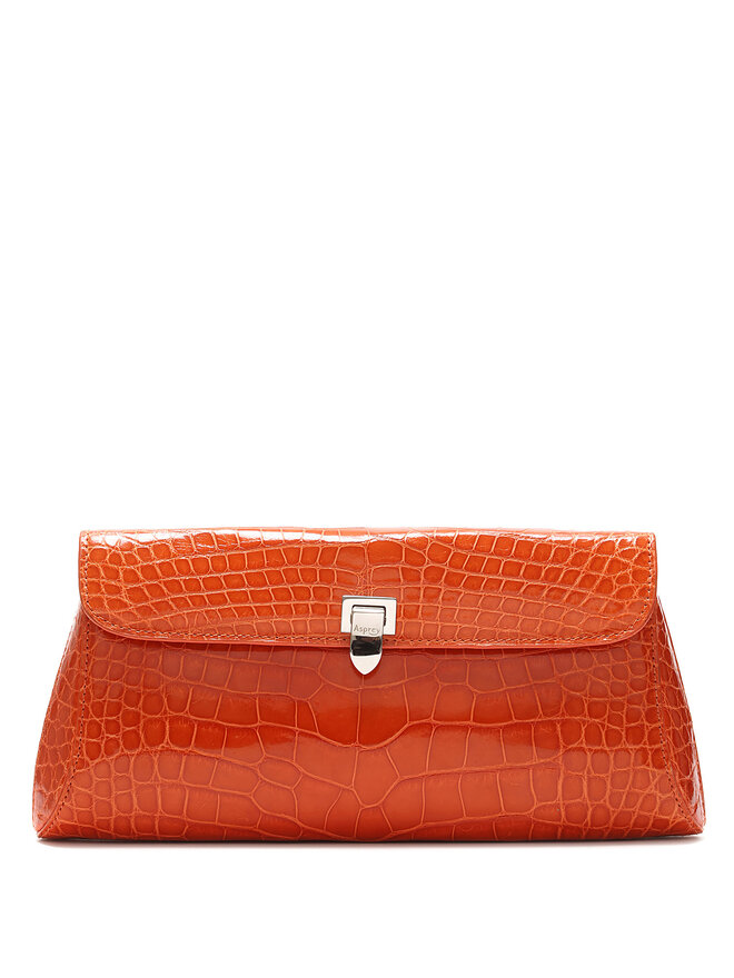 Asprey Crocodile Effect Leather Clutch