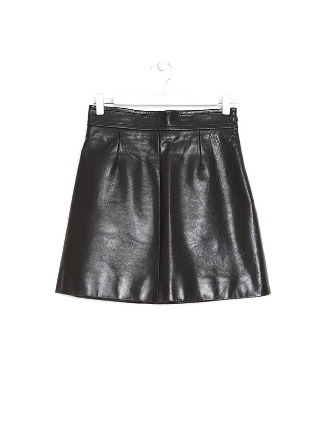 MIU MIU High-Waisted Black Leather Skirt