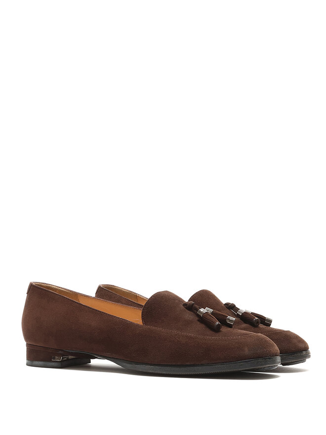 CHANEL Suede Tassel Loafers