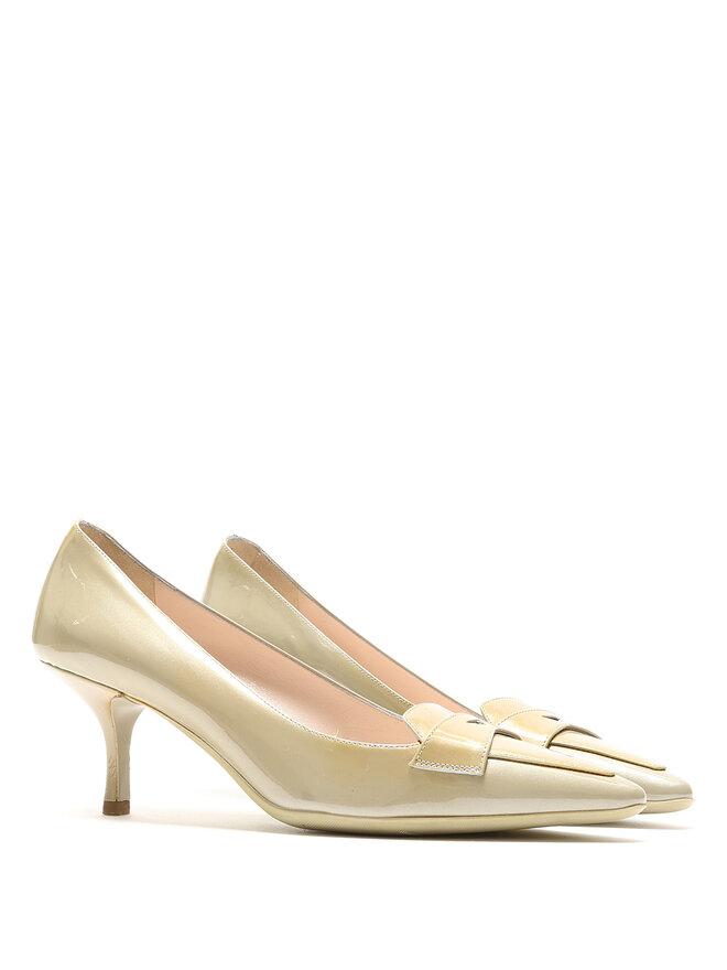 PRADA Patent Leather Olive Green Loafers