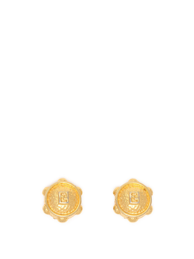 FENDI Boucles d'oreilles à clip dorées avec logo en relief