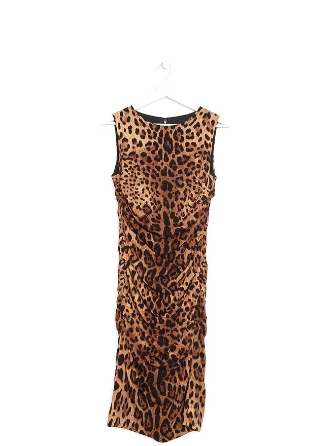 Dolce & Gabbana Robe Sans Manches à Motif Léopard