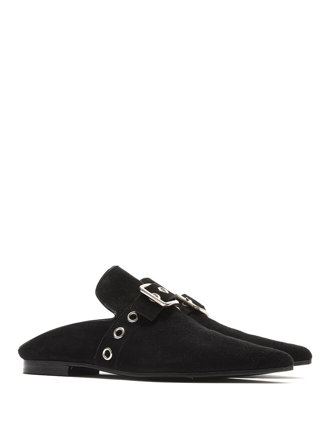 Robert Clergerie x Self-Portrait Suede Buckle Mules