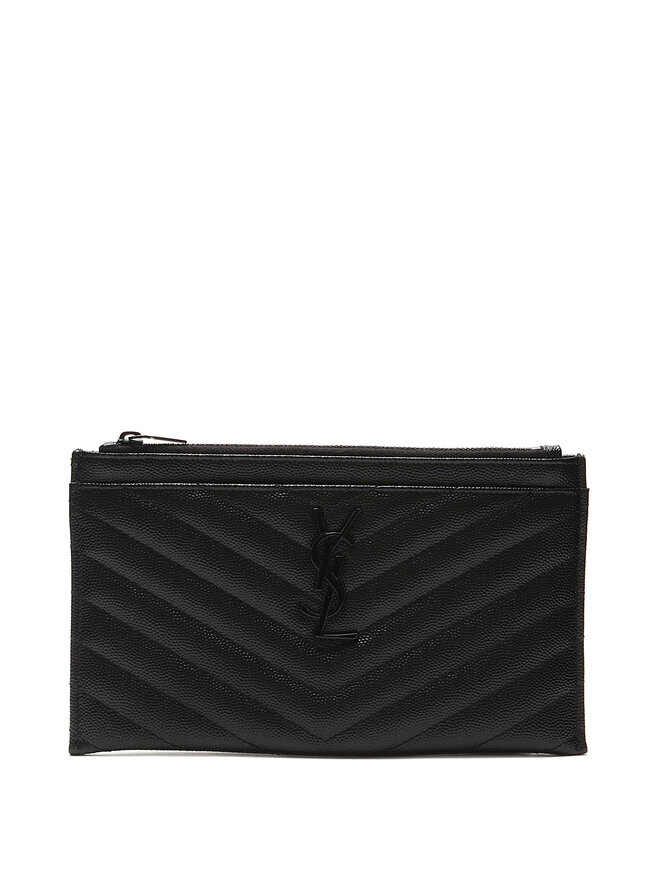SAINT LAURENT Chevron Quilted Leather Pouch