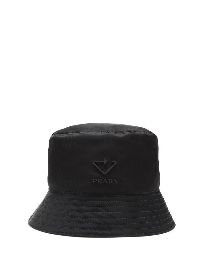 PRADA Nylon Bucket Hat with Logo Plaque