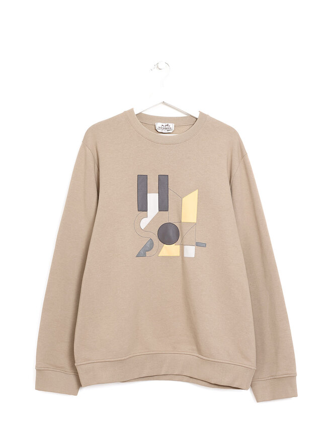 HERMÈS Brown Cotton Sweater with Leather Panels