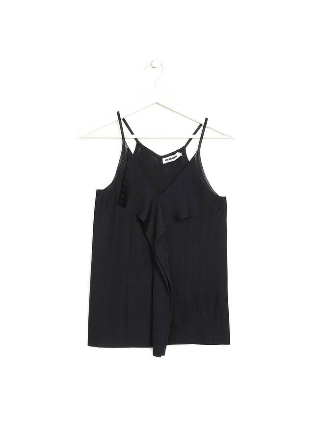 JIL SANDER Sleeveless Rib Knit Silk Top