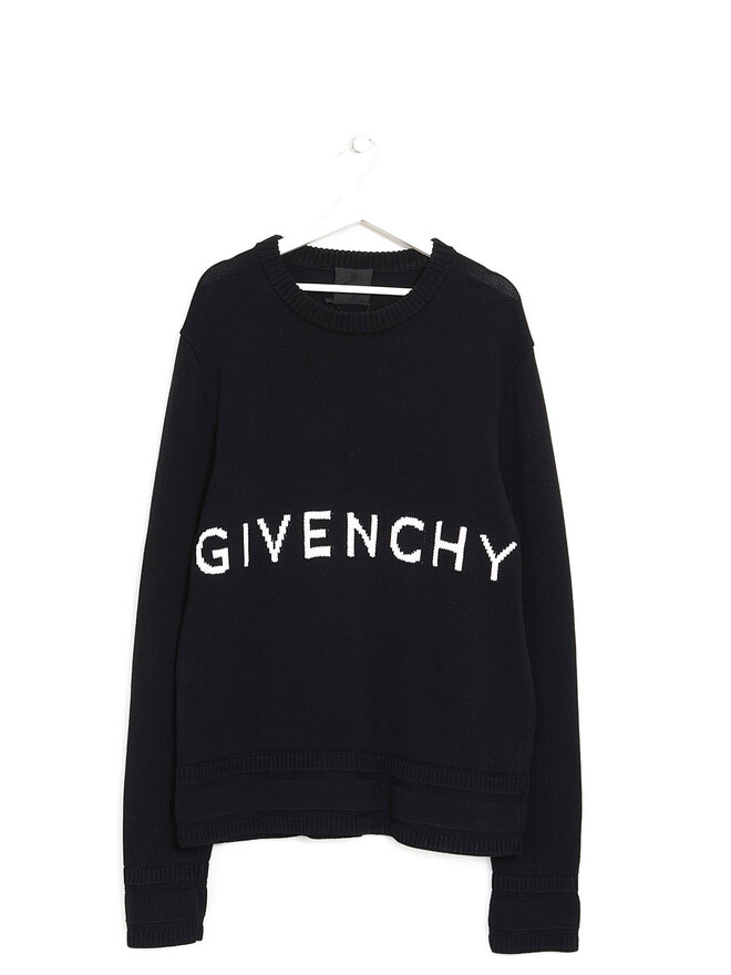 GIVENCHY Logo Pattern Cotton Knit Sweater