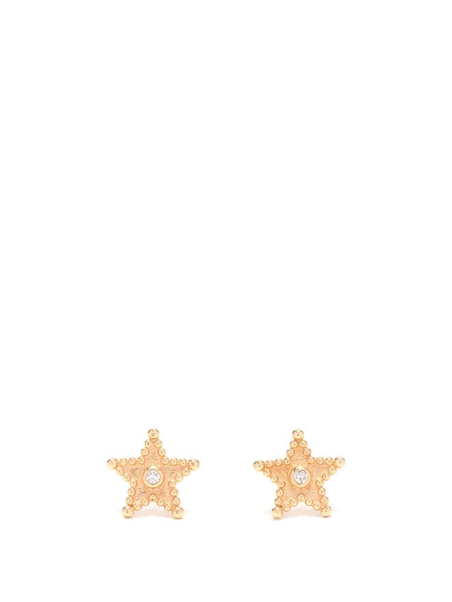 Anzie Star Rhinestone Gold Earrings