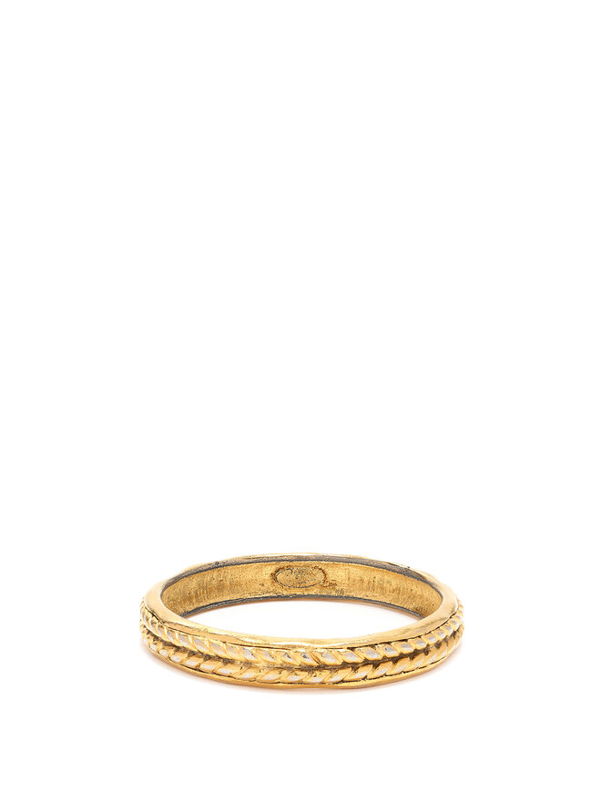 CHANEL Bracelet Rigide Tressé en Métal Doré