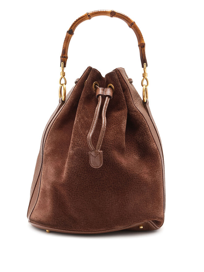 GUCCI Suede and Leather Bucket Bag