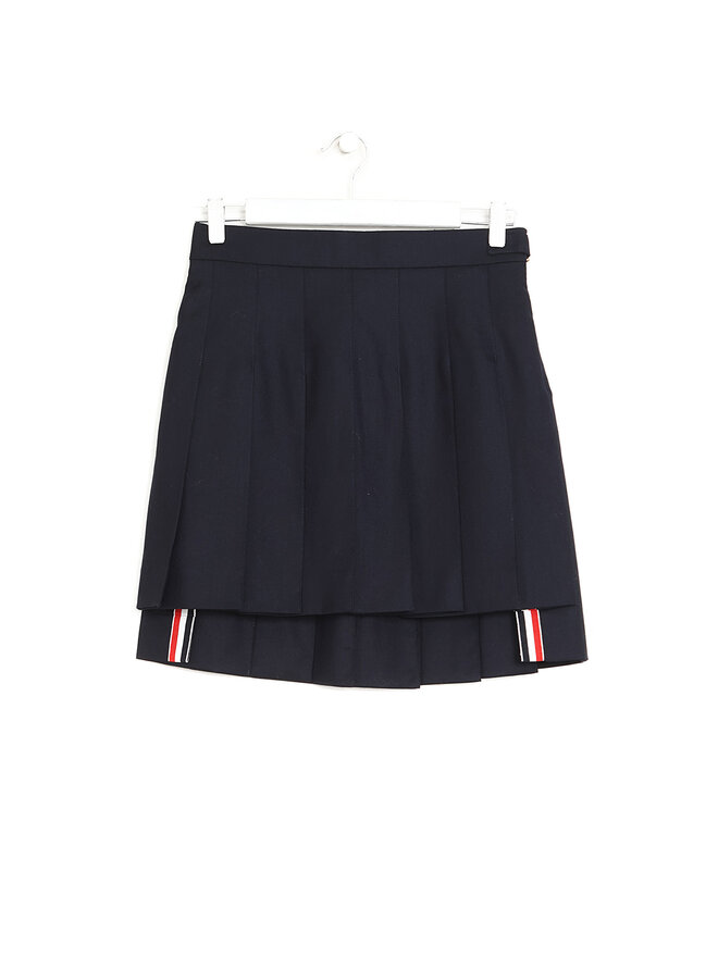 THOM BROWNE Jupe Plissée en Laine Marine