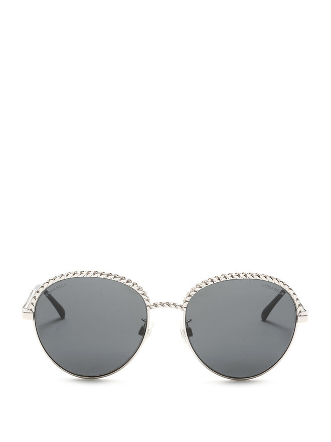 CHANEL Round Chain Detail Sunglasses