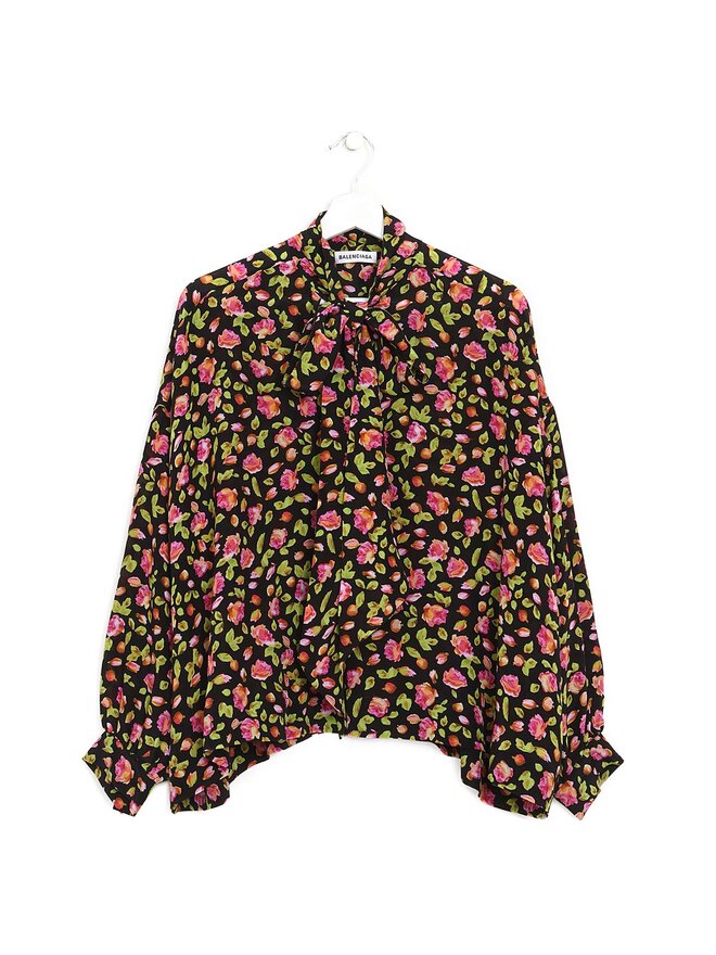 BALENCIAGA Floral V-Neck Blouse