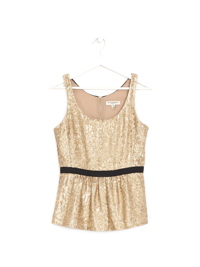BURBERRY Haut en sequins métalliques dorés