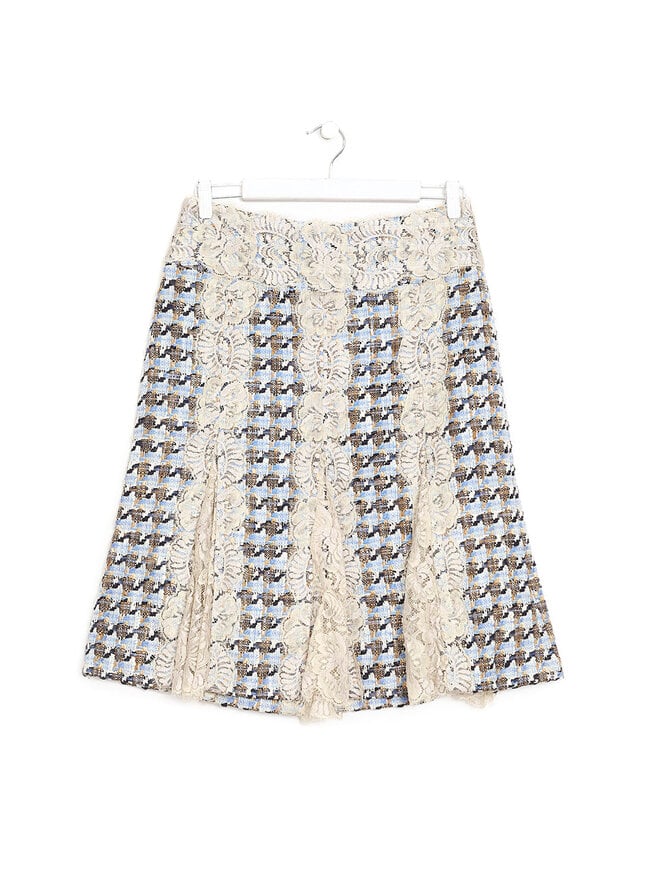 Dolce & Gabbana Jupe à Carreaux avec Détails en Dentelle