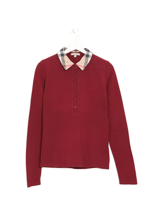 BURBERRY Polo à manches longues avec col à carreaux