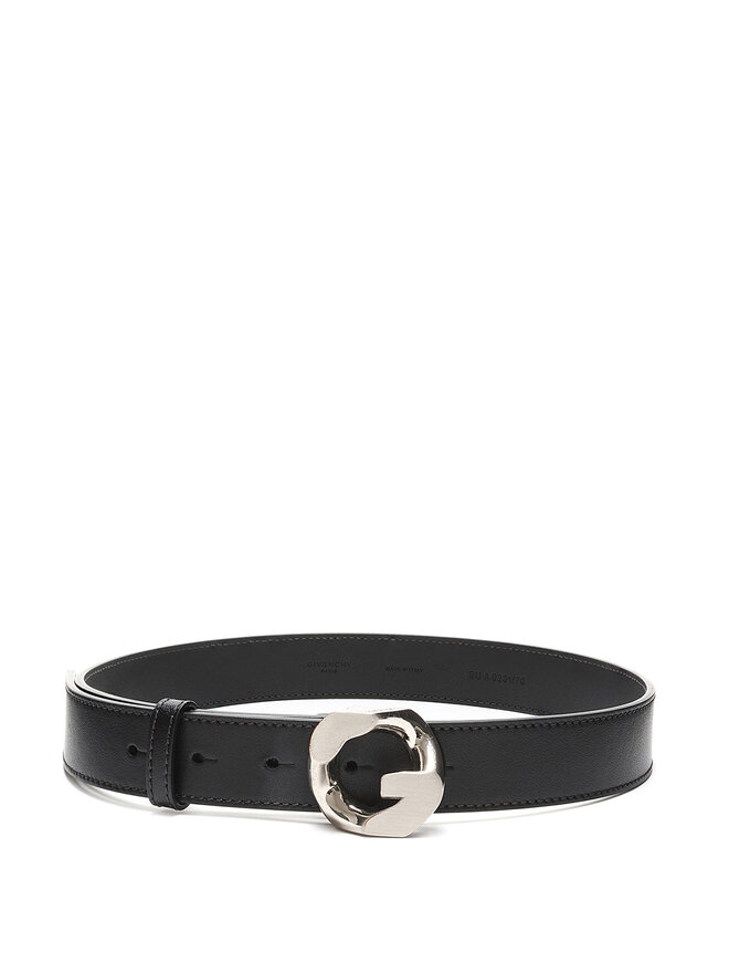 GIVENCHY Ceinture en cuir de veau à boucle G abstraite