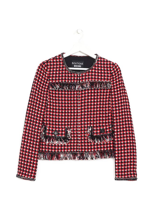 BOUTIQUE MOSCHINO Veston à Carreaux et Franges