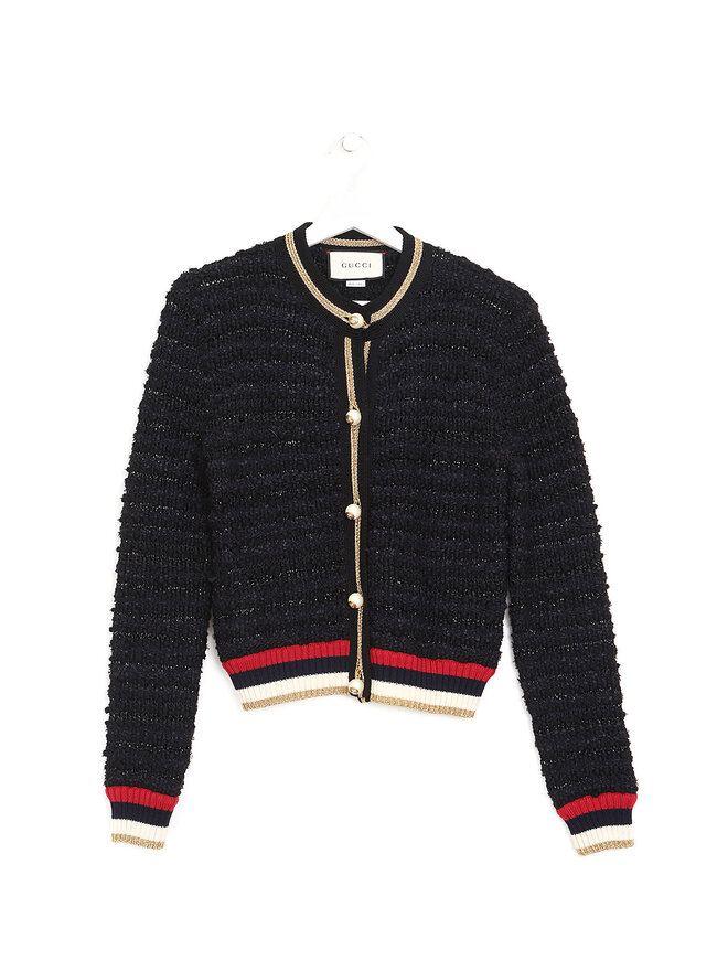GUCCI Cardigan en Tweed Noir