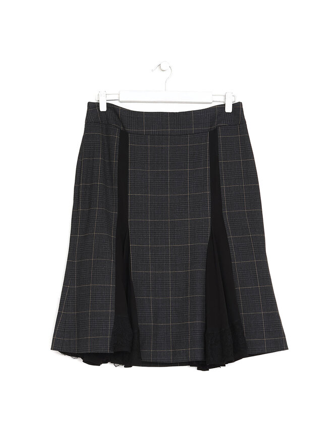 Dolce & Gabbana Dark Grey Plaid Midi Skirt