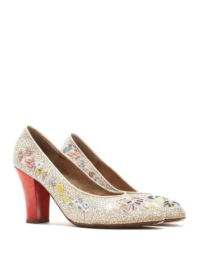 DRIES VAN NOTEN Floral Embroidered Leather Heels