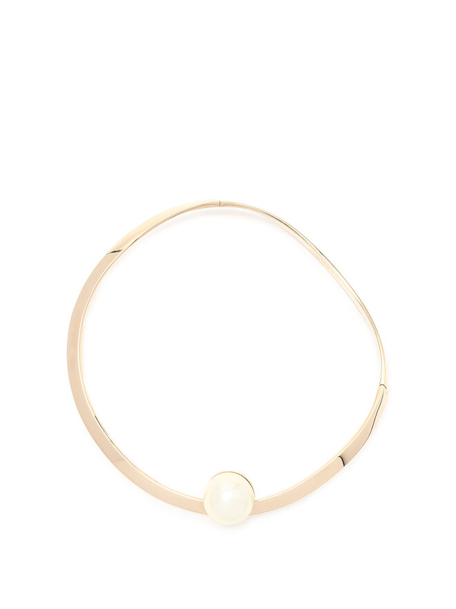 Christian Dior Collier en métal doré avec perle