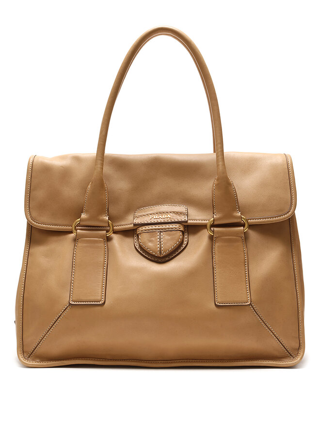 PRADA Grained Leather Tote Bag